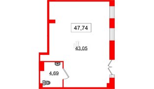 Помещение в ЖК ID Политех, 47.74 м², 1 этаж