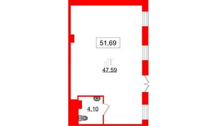 Помещение в ЖК ID Политех, 51.69 м², 1 этаж