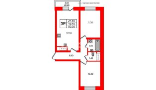 Квартира в ЖК Ржевский парк, 2 комнатная, 50.3 м², 13 этаж