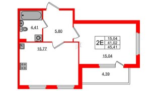Квартира в ЖК Любоград, 1 комнатная, 41.02 м², 1 этаж