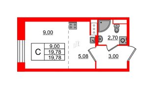 Квартира в ЖК Живи в Рыбацком, студия, 19.78 м², 1 этаж