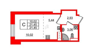 Квартира в ЖК Живи в Рыбацком, студия, 21.45 м², 1 этаж