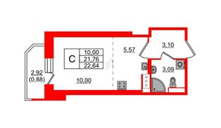 Квартира в ЖК Живи в Рыбацком, студия, 21.76 м², 11 этаж
