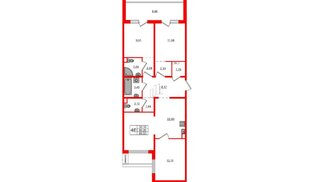 Квартира в ЖК «ЛесART», 3 комнатная, 85.03 м², 1 этаж