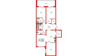 Квартира в ЖК «ЛесART», 3 комнатная, 88.51 м², 12 этаж