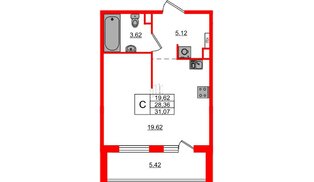 Квартира в ЖК «ЛесАрт», студия, 31.07 м², 9 этаж