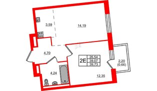 Квартира в ЖК Квартал Лаголово, 1 комнатная, 39.73 м², 9 этаж