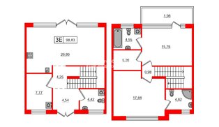 Квартира в ЖК «Моменты Репино», 2 комнатная, 98.83 м², 1 этаж