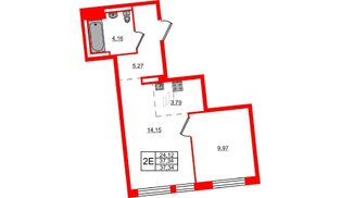 Квартира в ЖК Квартал Лаголово, 1 комнатная, 37.34 м², 10 этаж