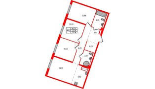 Квартира в ЖК Квартал Лаголово, 3 комнатная, 73.34 м², 3 этаж