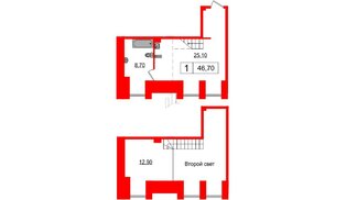 Апартаменты в ЖК Serebro Avenue Apart, студия, 46.7 м², 1 этаж
