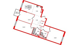Квартира в ЖК Квартал Лаголово, 3 комнатная, 83.12 м², 6 этаж