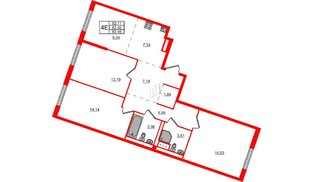 Квартира в ЖК Квартал Лаголово, 3 комнатная, 82.46 м², 8 этаж
