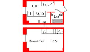 Апартаменты в ЖК Serebro Avenue Apart, студия, 28.1 м², 4 этаж