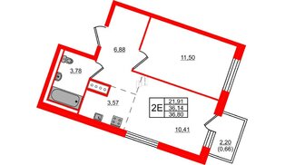 Квартира в ЖК Квартал Лаголово, 1 комнатная, 36.8 м², 5 этаж