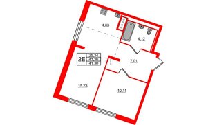 Квартира в ЖК Квартал Лаголово, 1 комнатная, 41.3 м², 7 этаж
