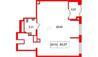 Помещение в ЖК Наука, 80.07 м², 1 этаж