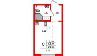 Квартира в ЖК «Цветной город», студия, 20 м², 19 этаж