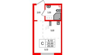 Квартира в ЖК «Цветной город», студия, 20 м², 5 этаж
