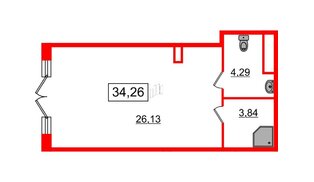 Помещение в ЖК Univer City, 34.26 м², 1 этаж