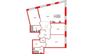 Квартира в ЖК «ЛДМ», 3 комнатная, 133.3 м², 6 этаж