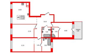 Квартира в ЖК ЛДМ, 3 комнатная, 112.9 м², 9 этаж