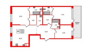 Квартира в ЖК ЛДМ, 3 комнатная, 118.9 м², 9 этаж