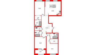 Квартира в ЖК «ЛДМ», 3 комнатная, 130.5 м², 8 этаж