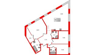 Квартира в ЖК «ЛДМ», 3 комнатная, 129.8 м², 4 этаж