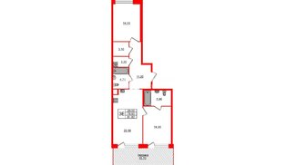 Квартира в ЖК ЛДМ, 2 комнатная, 81.8 м², 9 этаж