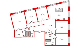 Квартира в ЖК «ЛДМ», 5 комнатная, 173.9 м², 4 этаж