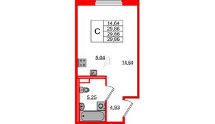 Квартира в ЖК Образцовый квартал, студия, 29.86 м², 1 этаж