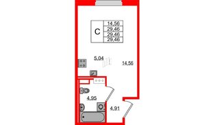 Квартира в ЖК Образцовый квартал, студия, 29.46 м², 4 этаж