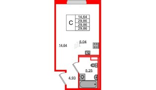 Квартира в ЖК Образцовый квартал, студия, 29.86 м², 1 этаж