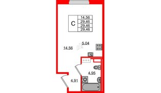 Квартира в ЖК Образцовый квартал, студия, 29.46 м², 4 этаж