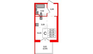 Квартира в ЖК Образцовый квартал, студия, 26.3 м², 4 этаж