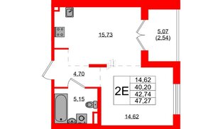 Квартира в ЖК «Образцовый квартал», 1 комнатная, 40.2 м², 1 этаж
