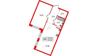Квартира в ЖК Невский Берег, 1 комнатная, 50.3 м², 5 этаж