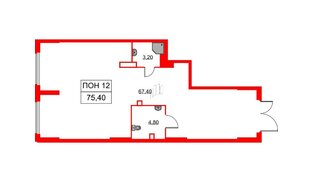 Помещение в ЖК Аэронавт, 75.4 м²