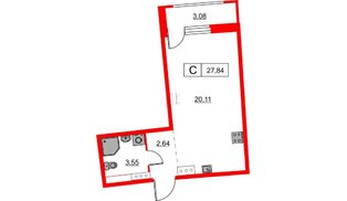 Квартира в ЖК Авиатор, студия, 27.84 м², 10 этаж