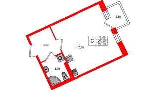 Квартира в ЖК «Экография», студия, 29.1 м², 3 этаж