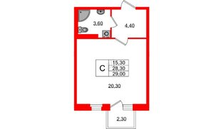 Квартира в ЖК «Экография», студия, 29 м², 3 этаж