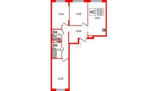 Квартира в ЖК Новые Лаврики, 3 комнатная, 75.93 м², 11 этаж