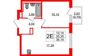 Квартира в ЖК Новые Лаврики, 1 комнатная, 36.14 м², 5 этаж