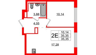 Квартира в ЖК Новые Лаврики, 1 комнатная, 35.35 м², 12 этаж
