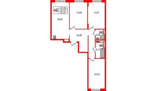 Квартира в ЖК Новые Лаврики, 3 комнатная, 81.21 м², 4 этаж
