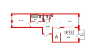 Квартира в ЖК «Новые Лаврики», 2 комнатная, 60.79 м², 10 этаж
