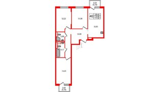 Квартира в ЖК Новые Лаврики, 3 комнатная, 77.5 м², 4 этаж