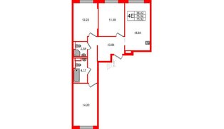 Квартира в ЖК Новые Лаврики, 3 комнатная, 75.92 м², 10 этаж
