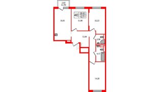 Квартира в ЖК Новые Лаврики, 3 комнатная, 76.71 м², 3 этаж